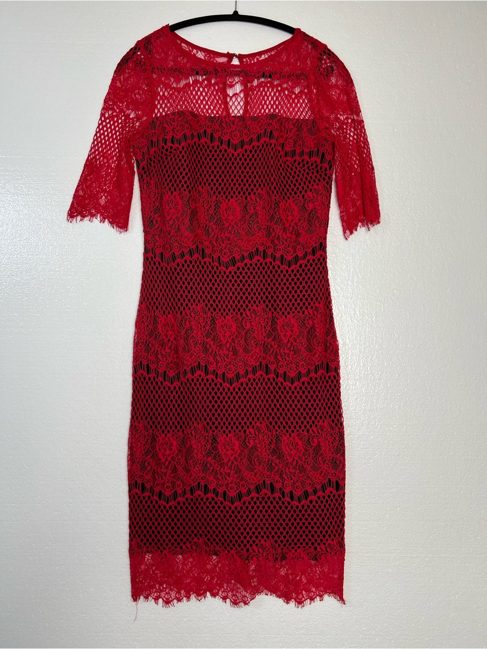Thalia Sodi Red lace midi dress size S